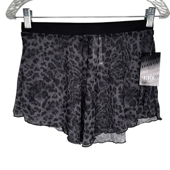 Bloch Ladies Janise Animal Print Mesh Pull On Skirt M Black Gray New - Picture 12 of 12